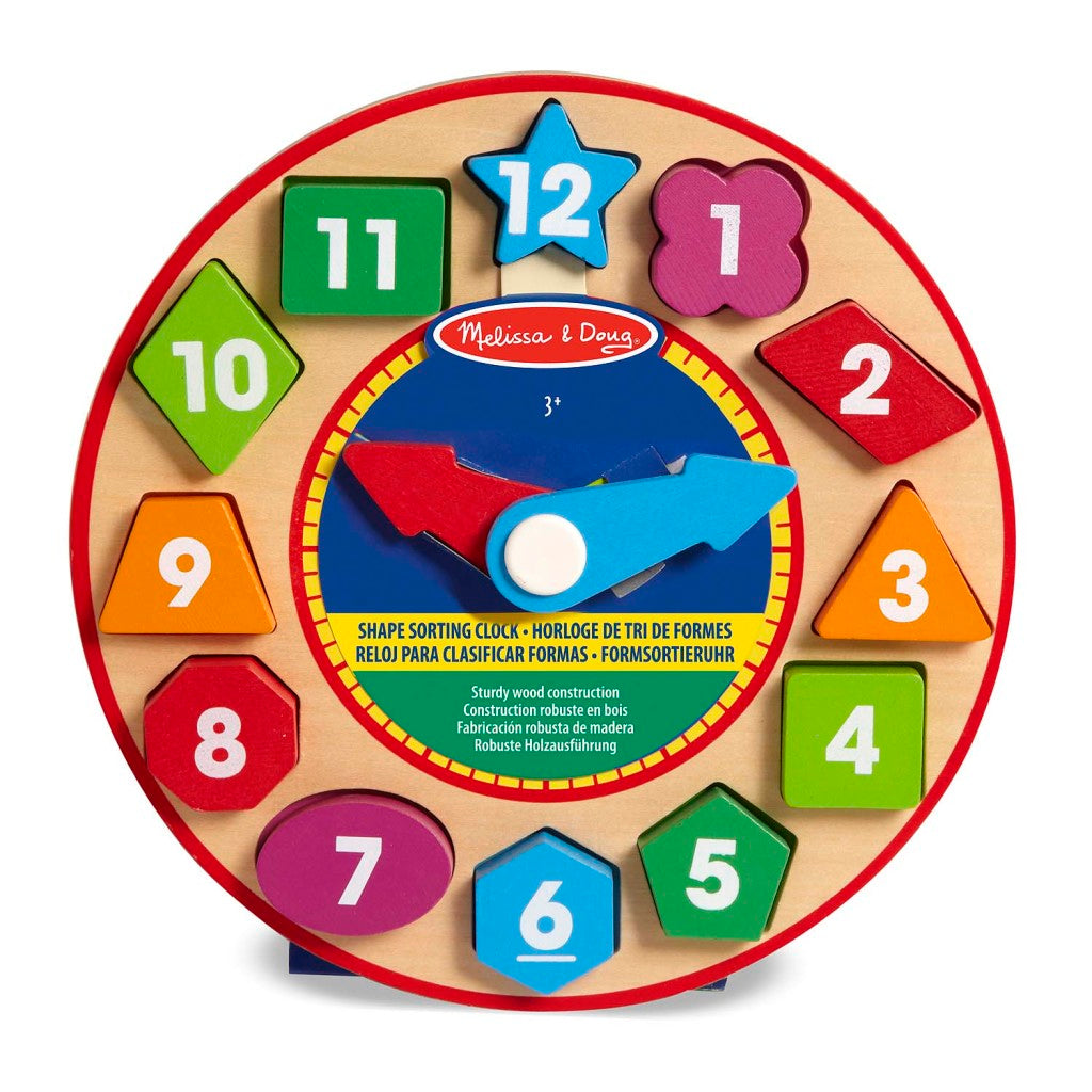 Melissa Doug Melissa Doug Wooden Learning Clock with 12 wooden shapes