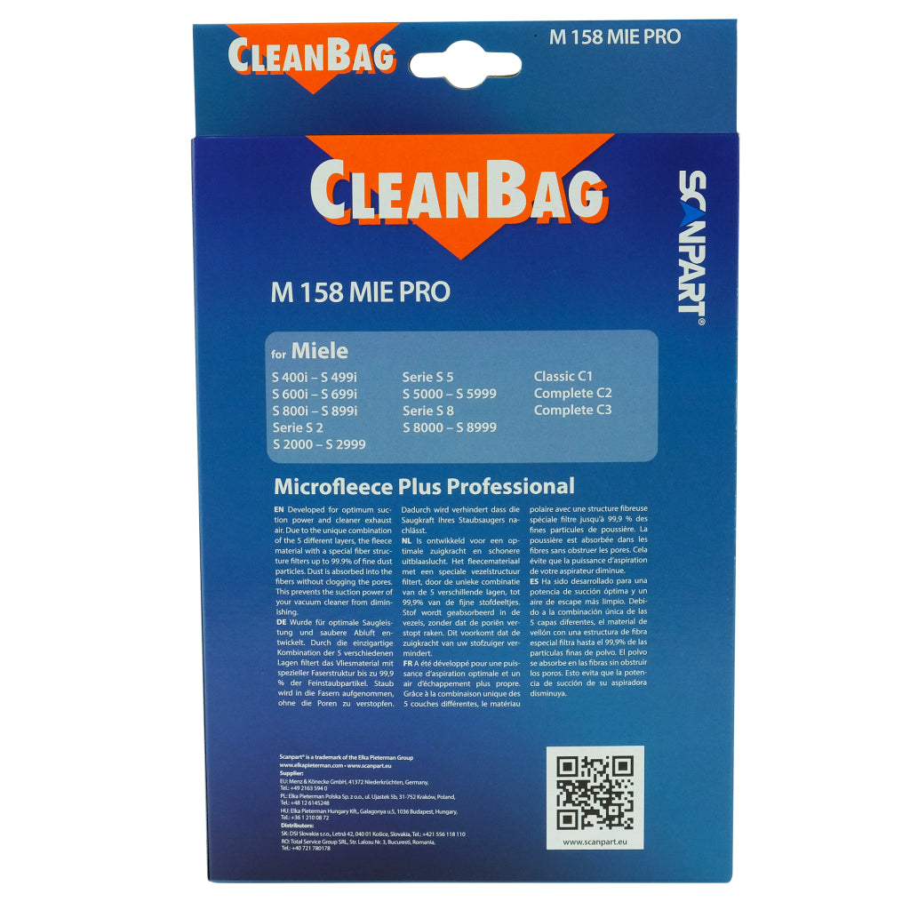 SCANPART Cleanbag Pust Bag M 158 Mie Pro Miele 5 pezzi