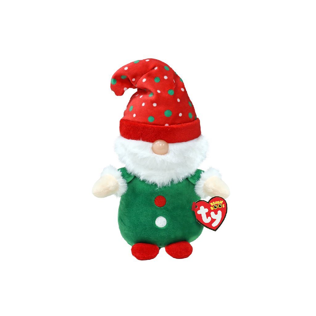 Ty Beanie Boo's Christmas Gnome Gnolan Elf, 15 cm