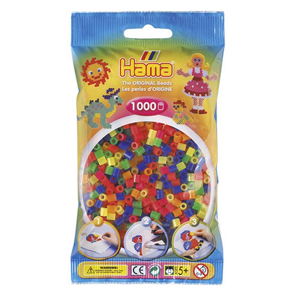 Hama String Bead Mix 1 Neon (051), 1000st.