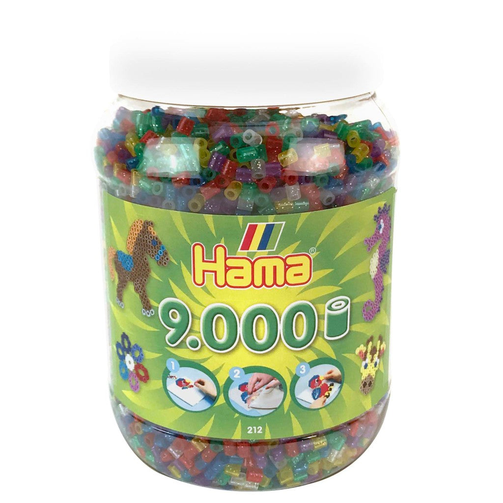 HAMA String pärlor sträng pärlor glitter i potten 9000 stycken