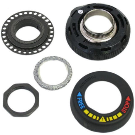 Shimano headset lock 1 inch x 24 TPI, threaded version. Comes without lower headset cup.