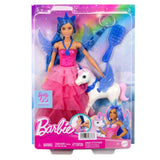 Mattel Eenhoornpop met blauw haar, roze jurk en alicorn