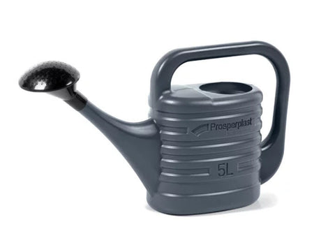 Products watering can plastic anthracite with rose 5l