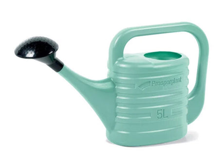Plastic watering can sage green with rose 5l
