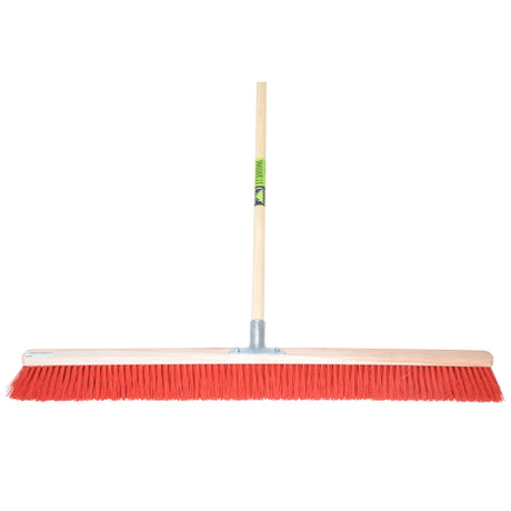 Mm eurotool producten bezem 100cm rood nylon plusstokhouder mm plussteel 150cm