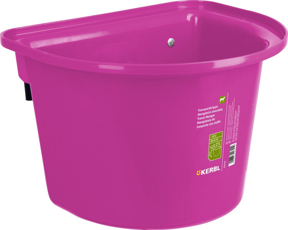 Pet trough with hanging hooks semi-circular pink 12l