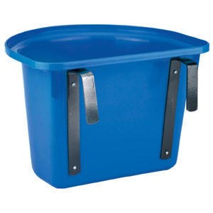 Products feeding trough with hanging hooks semi-round blue 12L