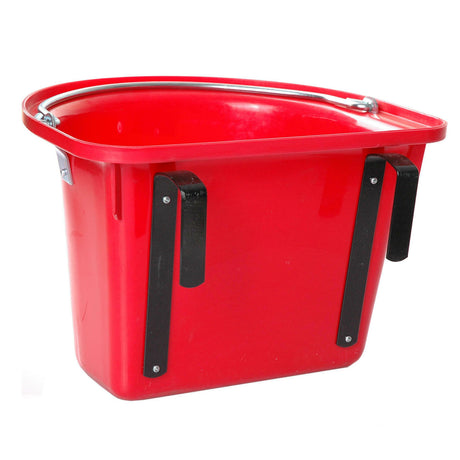 Products feed bucket with hanging hooks and handle red 12l
