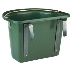Products feeding bucket with hanging hooks and handle dark green 12l