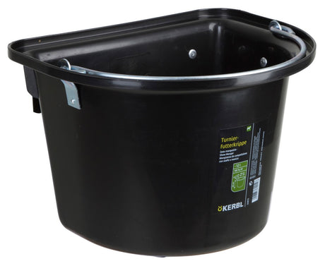 Feeding bucket with hanging hooks and handle black 12l