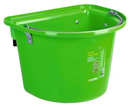 Products feed bucket with hanging hooks and handle bright green 12l