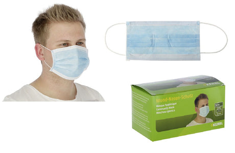 Masque médical buccal et nasal bleu type II R 3 couches a 50 pcs