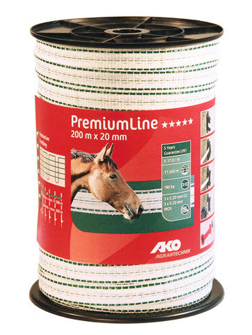 Ako Products Premium Line Shock Tape White/Green 2cm 200m