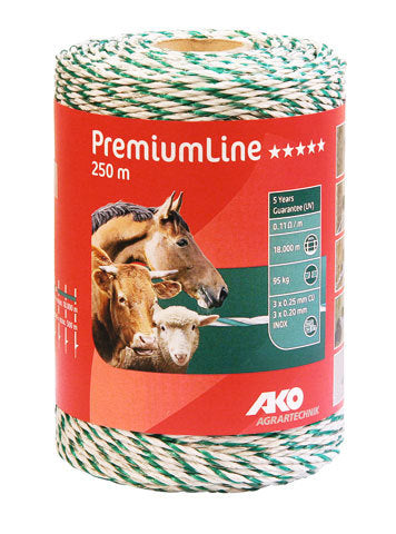 Ako products premiumline electric fence white-green 3ss3copper 250m