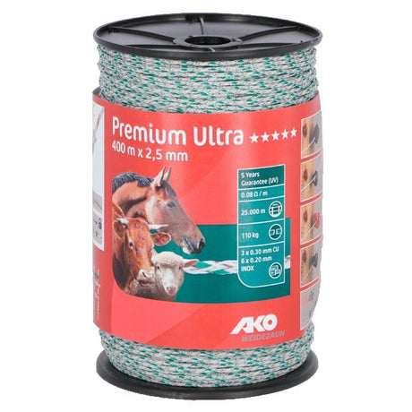 Ako Premium Ultra elektresch Zonk wäiss-gréng 25mm 400m