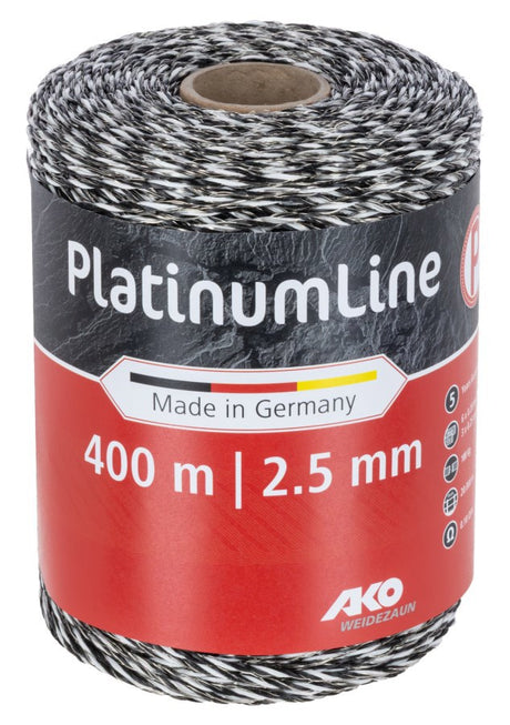 Ako products platinumline fencing cord 2.5mm 400m white-black