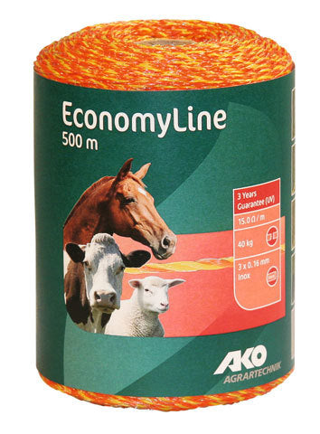 Ako products economyline electric fence yellow-orange 3-strand 016 500m