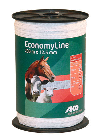 Ako products economyline electric fence tape white 125mm 200m