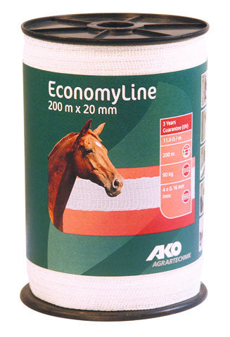 Ako products economyline electric fence tape white 2cm 200m