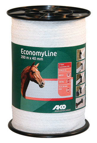 Ako products economyline electric fence tape white 4cm 200m