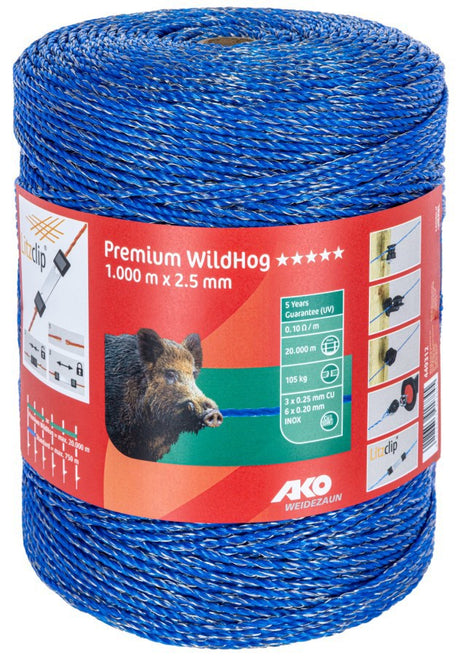 Ako products premium wildhog electric fence blue 6x 025 1000m