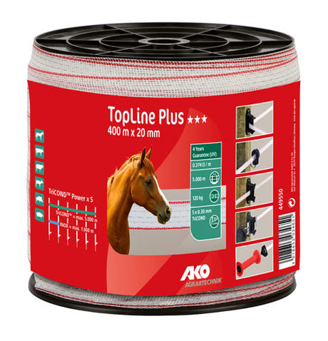 Ako Products TopLine Plus Shock Tape White-Red 2cm 400m