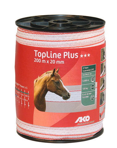 Ako products topline plus shock tape white/red 2cm 200m