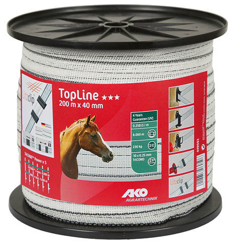 Ako products topline warning tape white/black 4cm 200m