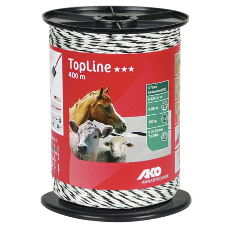 Ako Products Topline Electric Fence White/Black 6x0.25 Tricond 400m