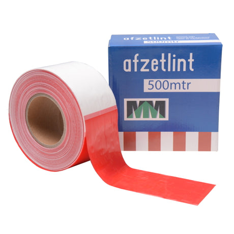 Producten afzetlint rood wit mm 8cm 500m