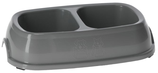 Artificial double food bowl 2x200 ml, sorted by color