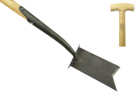Biała łopata do przesadzania ze schodkami, trzonkiem jesionowym 750 mm, odbielany
