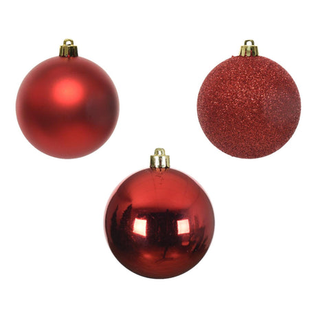 Decoris kerstballen kerst rood van kunststof dia 6 cm 10-delig