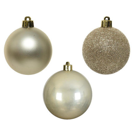 Decoris kerstballen parel van kunststof dia 6 cm 10-delig