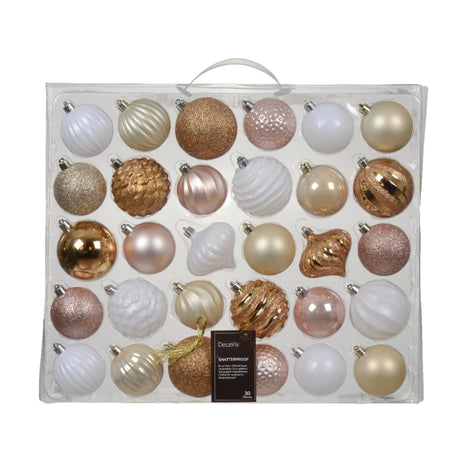 Decoris vánoční koule plastová mix růžová 30dílná