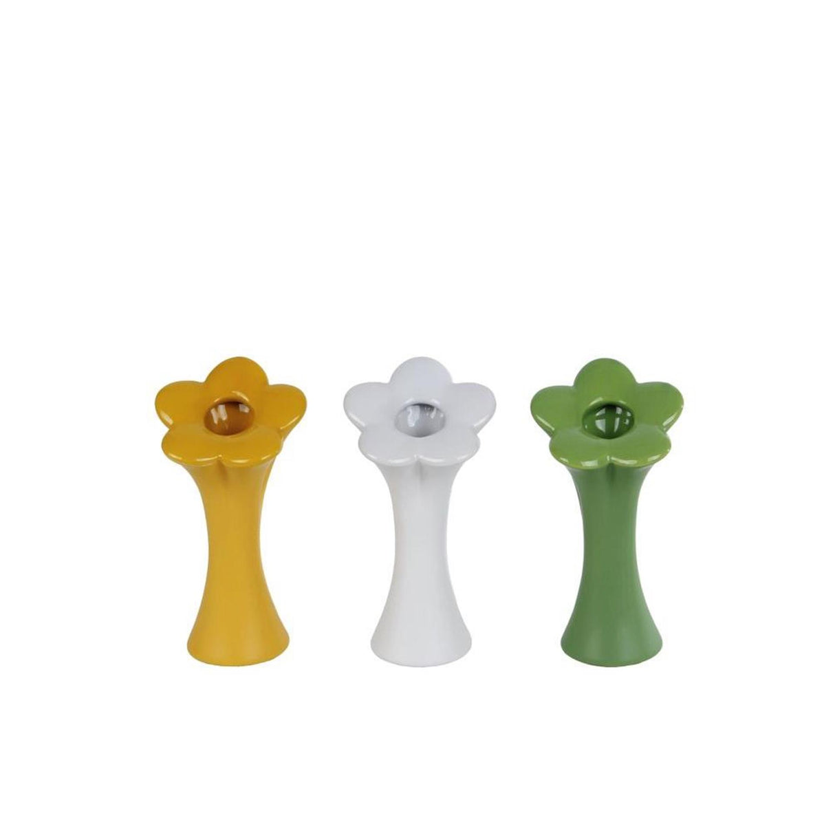 Cosydecor vase flower s green yellow white 7x7x15cm