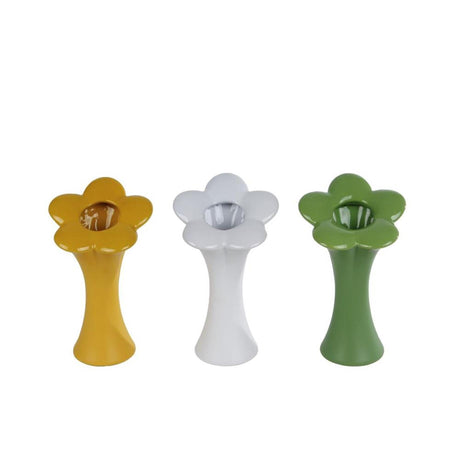 Cosydecor vase flower m green yellow white 9.5x9.5x20cm