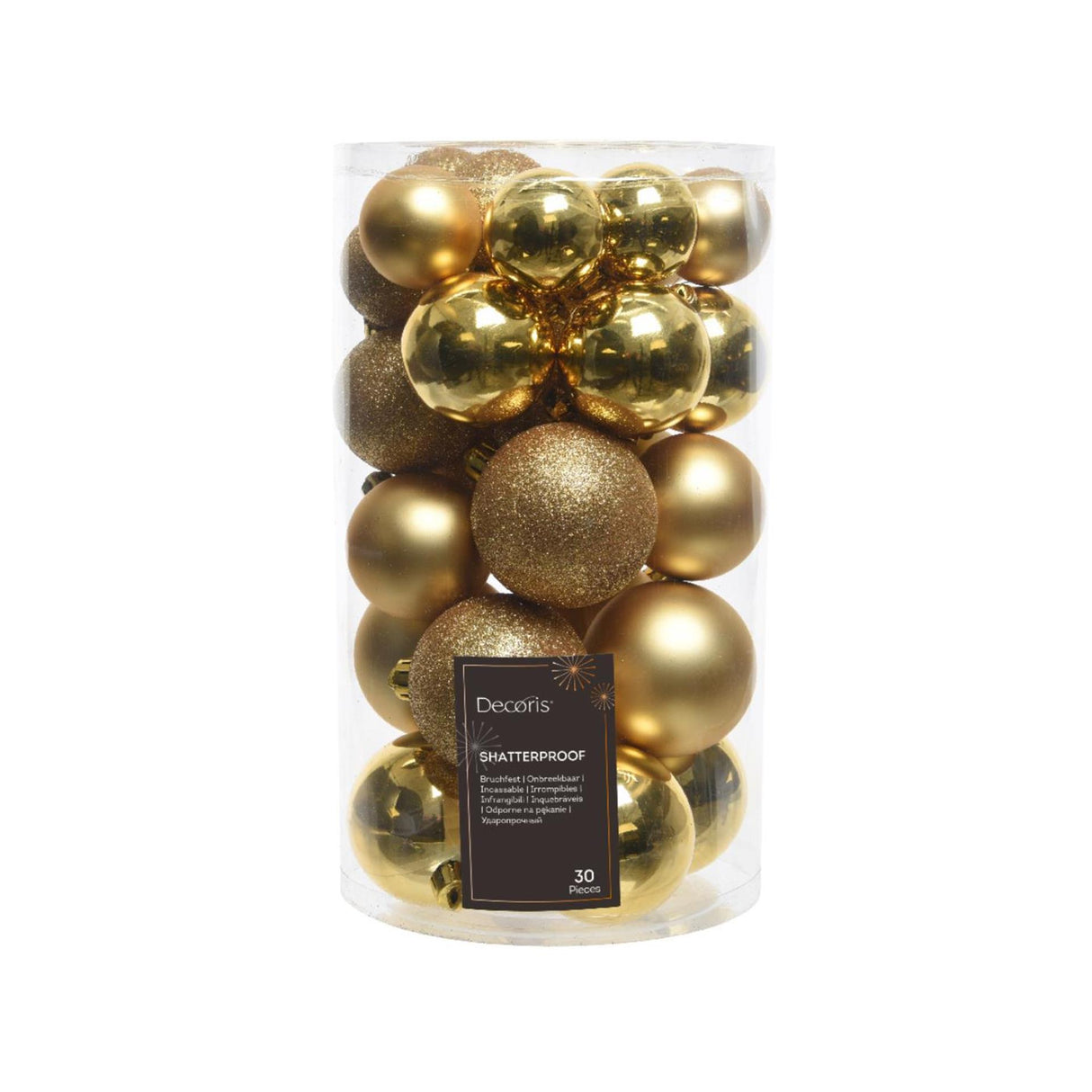 Decoris Christmas baubles mix plastic gold 30-piece