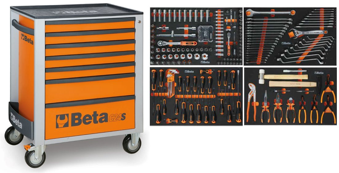 Beta tool trolley 7 drawers orange incl. 240-piece assortment