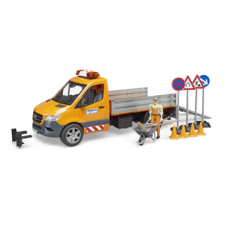 Bruder Mercedes-Benz Sprinter silniční stavba + figurka a doplňky