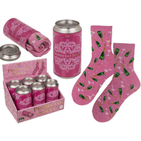 Out of the blue prosecco socks in a can