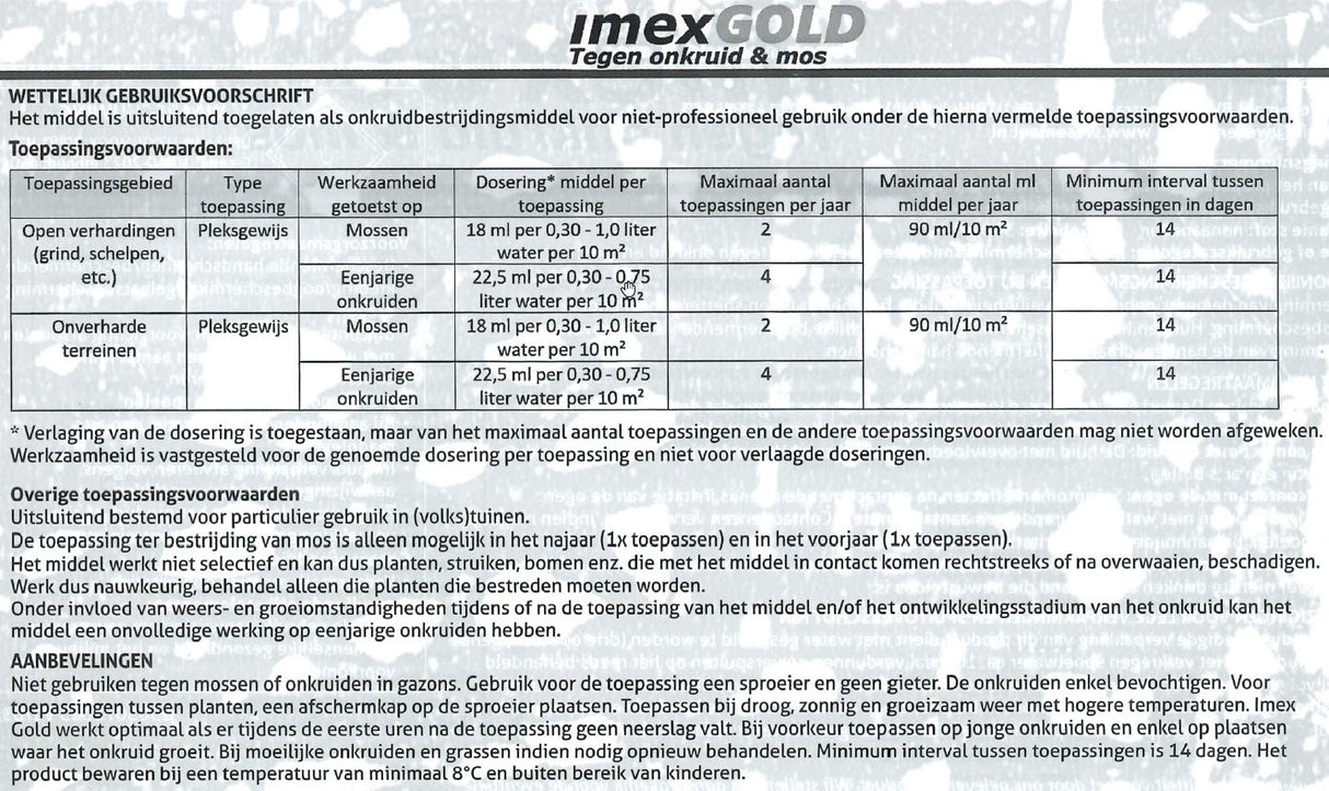 Imex Gold gegen Unkraut und Moos 450 ml