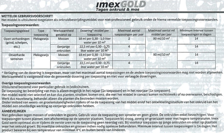 Produits imex gold contre les mauvaises herbes et la mousse 450ml
