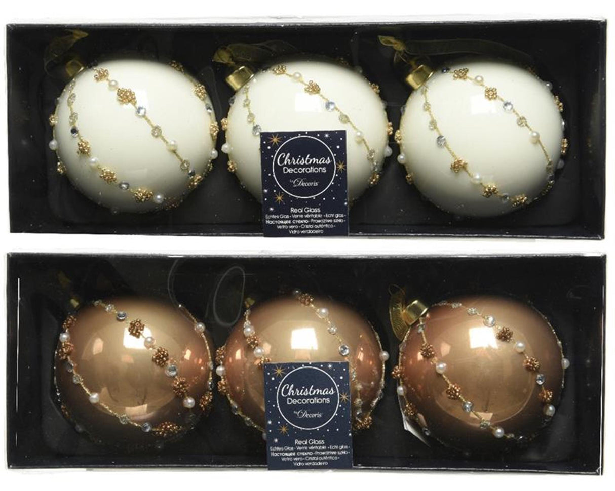 Decoris Weihnachtskugel-Set Glas 3-teilig Kamel 8cm