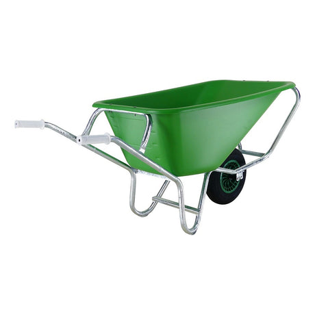 Fort producten kruiwagen f s 165l groen hdpe bak verzinkt onderstel