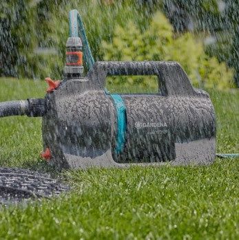 Gardena Irrigation Pump 5000 Silent Set with Hose and Suction Unit (dark grey turquoise, 9081-20 | pump | 20 m hose | 3.5 m suction unit)