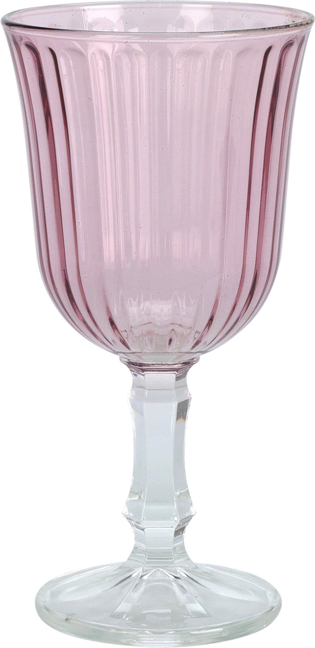 Wine glasses pink ribbed 240ml box of 6