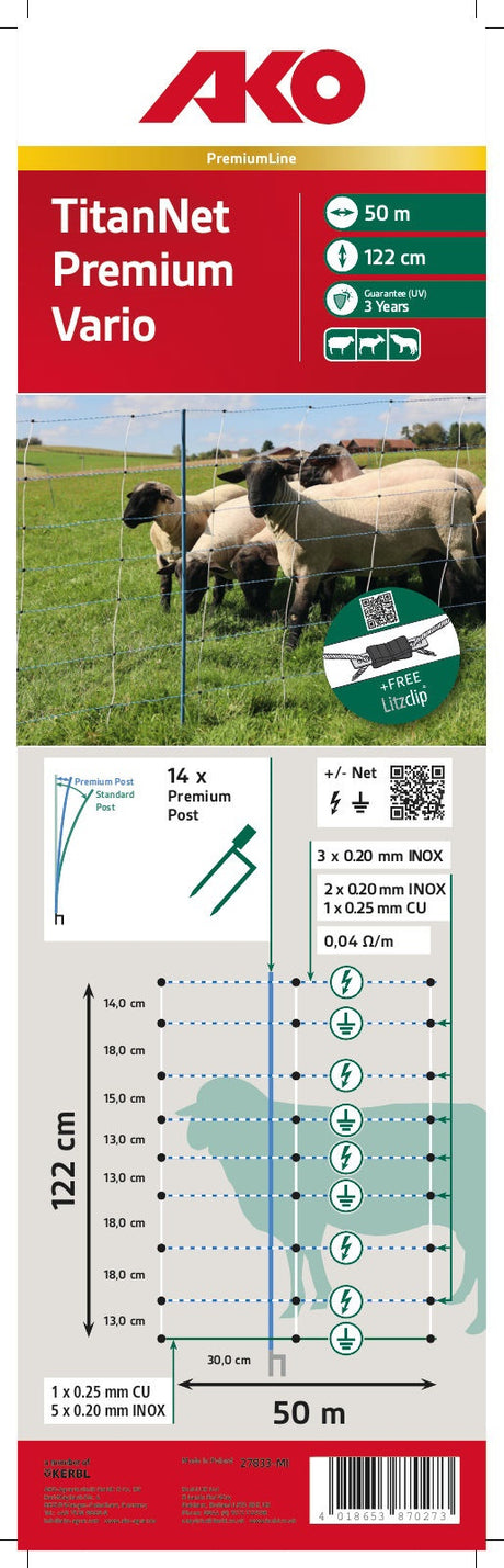 Ako produkty sieť pre ovce Titan Premium Vario 122 cm x 50 m dvojitá špica 1