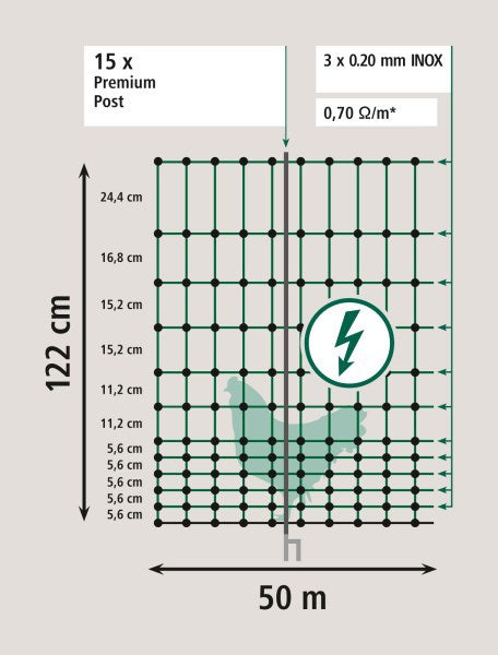 Ako poultry net premium, electrifiable, 50m, 2